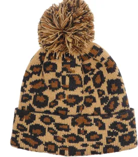 Newfancy Women Men Winter Hats Leopard Print Cuffed Beanie Double Layers Thick Knitted Soft Warm Slouchy Skull Ski Cap