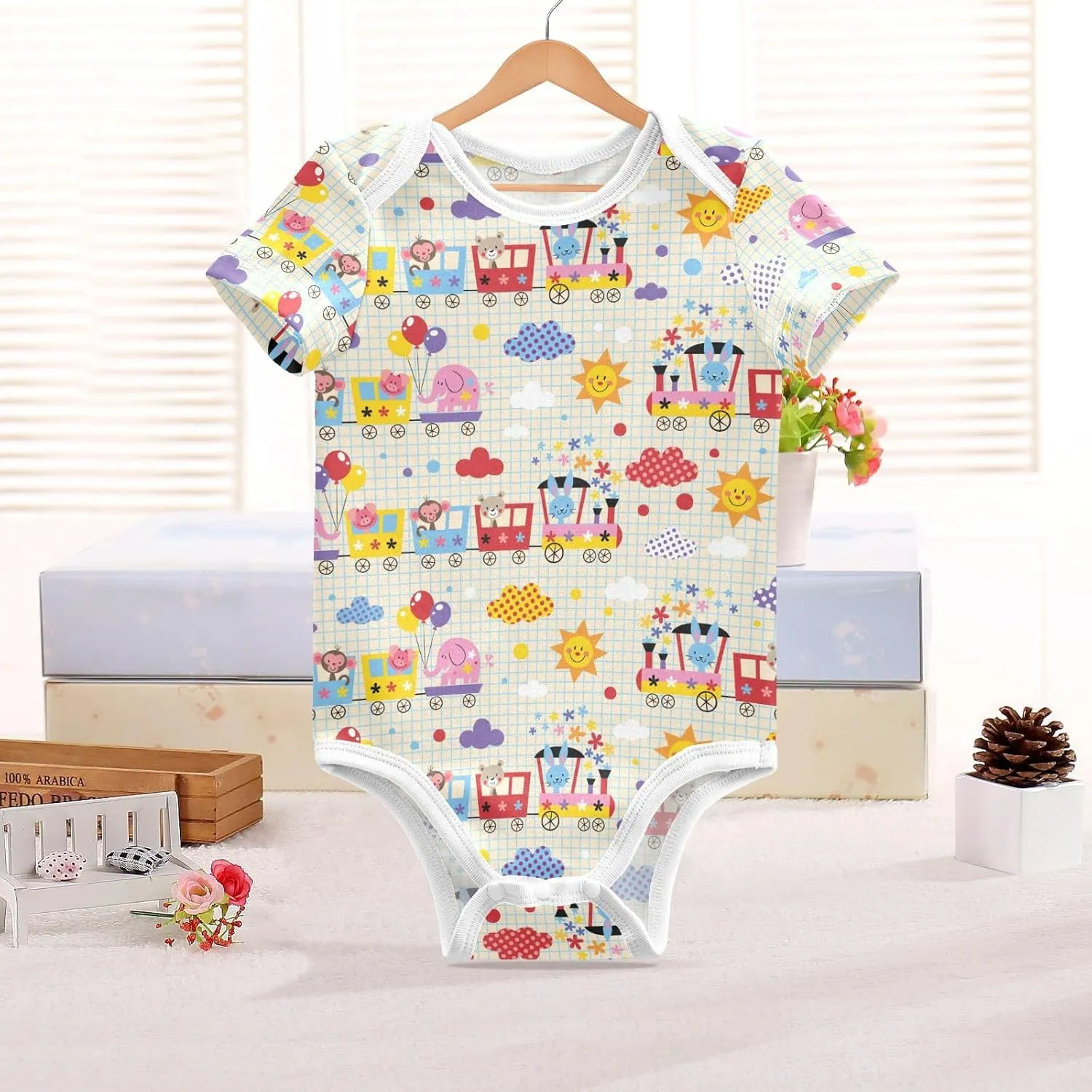 Ollabaky Unisex Baby Bodysuits Short-Sleeve Cotton Baby Clothes for Girls Boys 0-24 Months