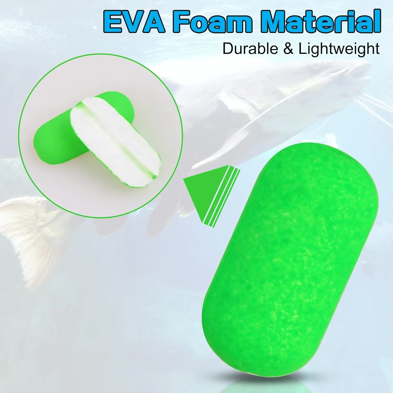 OROOTL Foam Floats Pompano Rig Floats, 60pcs Snell Floats Foam Bobbers for Fishing Pompano Rigs Fishing Rig Making Kit for Trout Catfish Walleye
