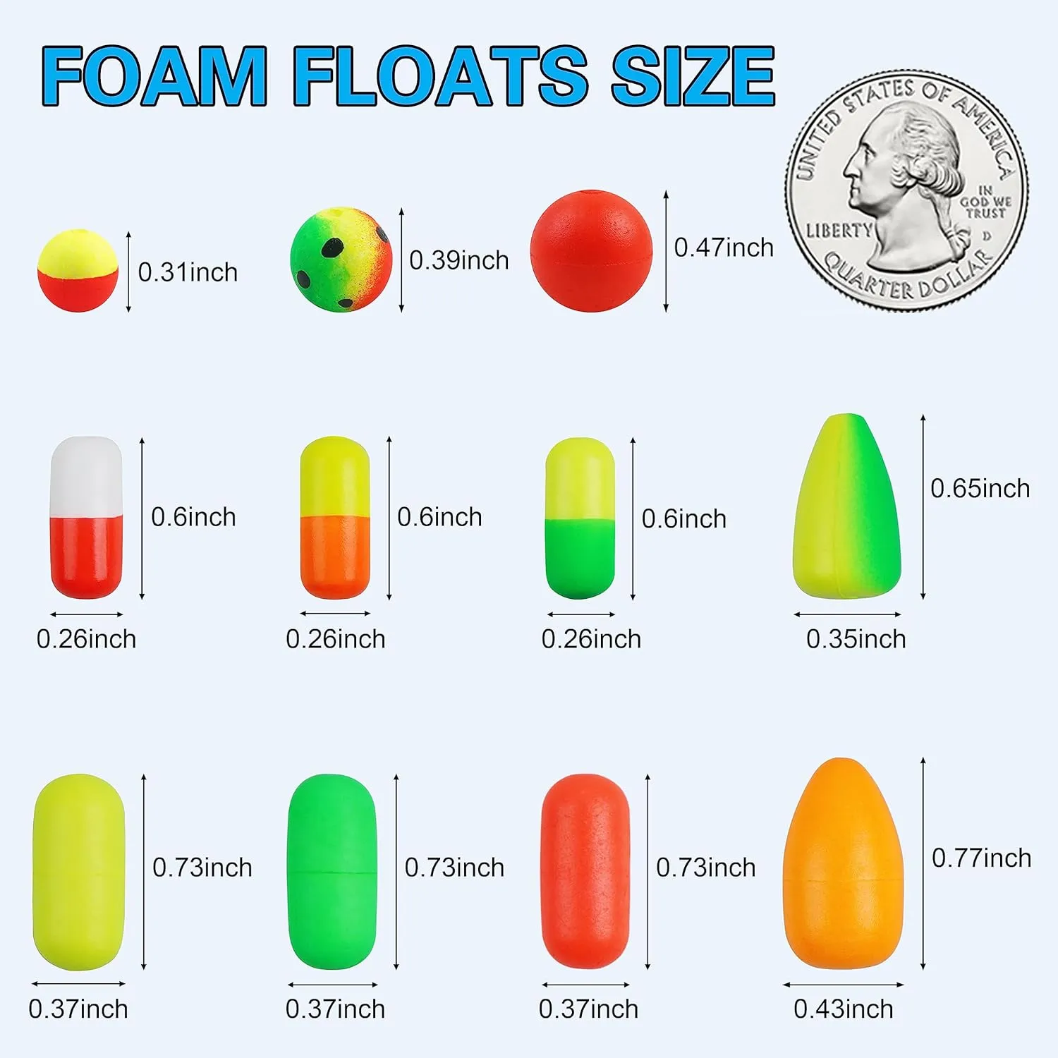 OROOTL Foam Floats Pompano Rig Floats, 60pcs Snell Floats Foam Bobbers for Fishing Pompano Rigs Fishing Rig Making Kit for Trout Catfish Walleye