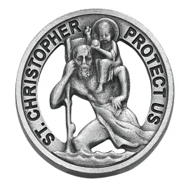 Pewter Round St Christopher Visor Clip