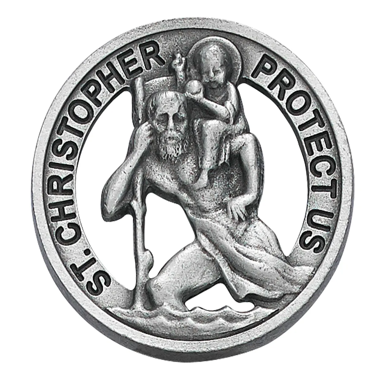 Pewter Round St Christopher Visor Clip