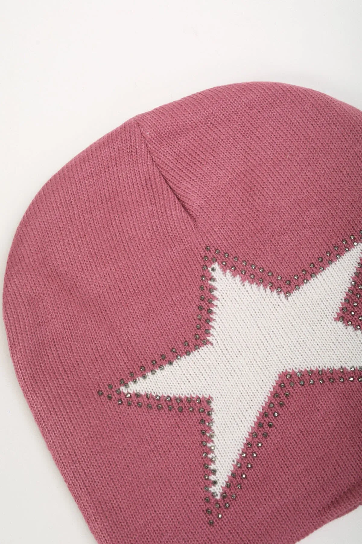 Pink Star Embellished Beanie