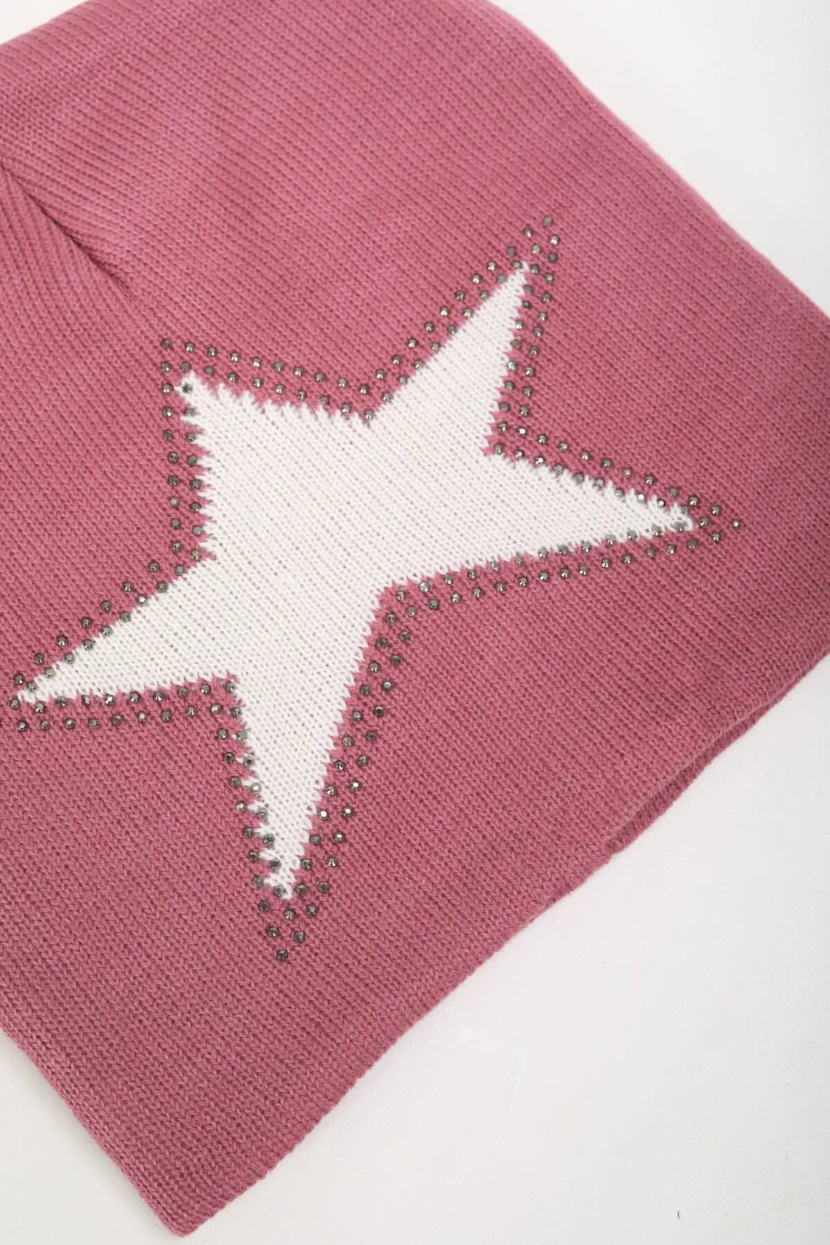 Pink Star Embellished Beanie