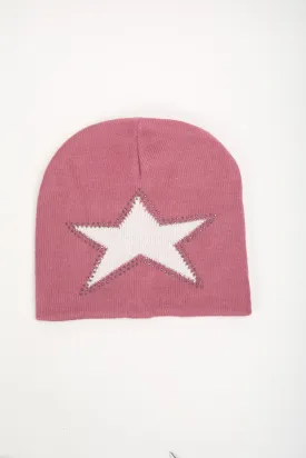 Pink Star Embellished Beanie