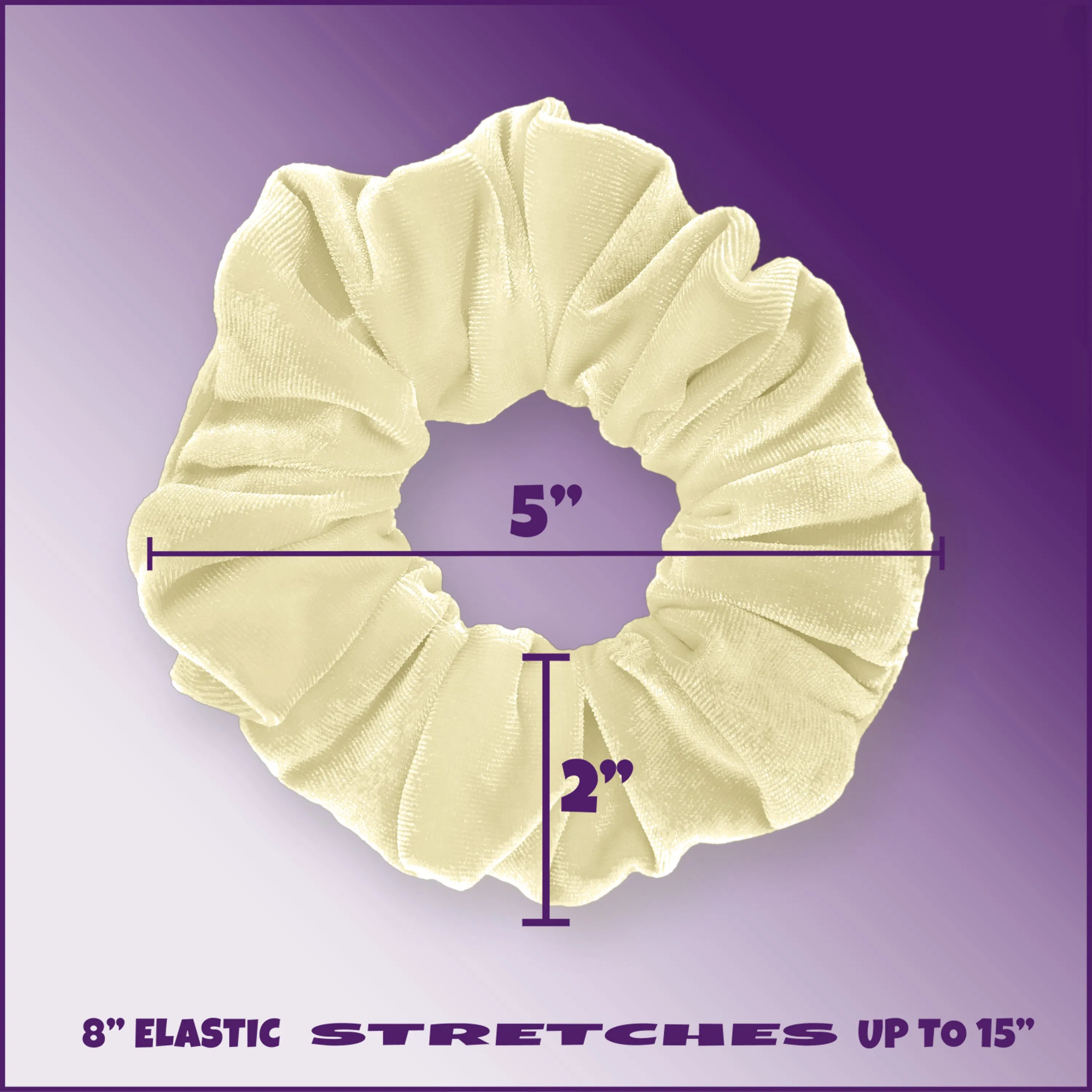 Plush Velvet Scrunchie Available in 3 Sizes Made in the USA Ivory