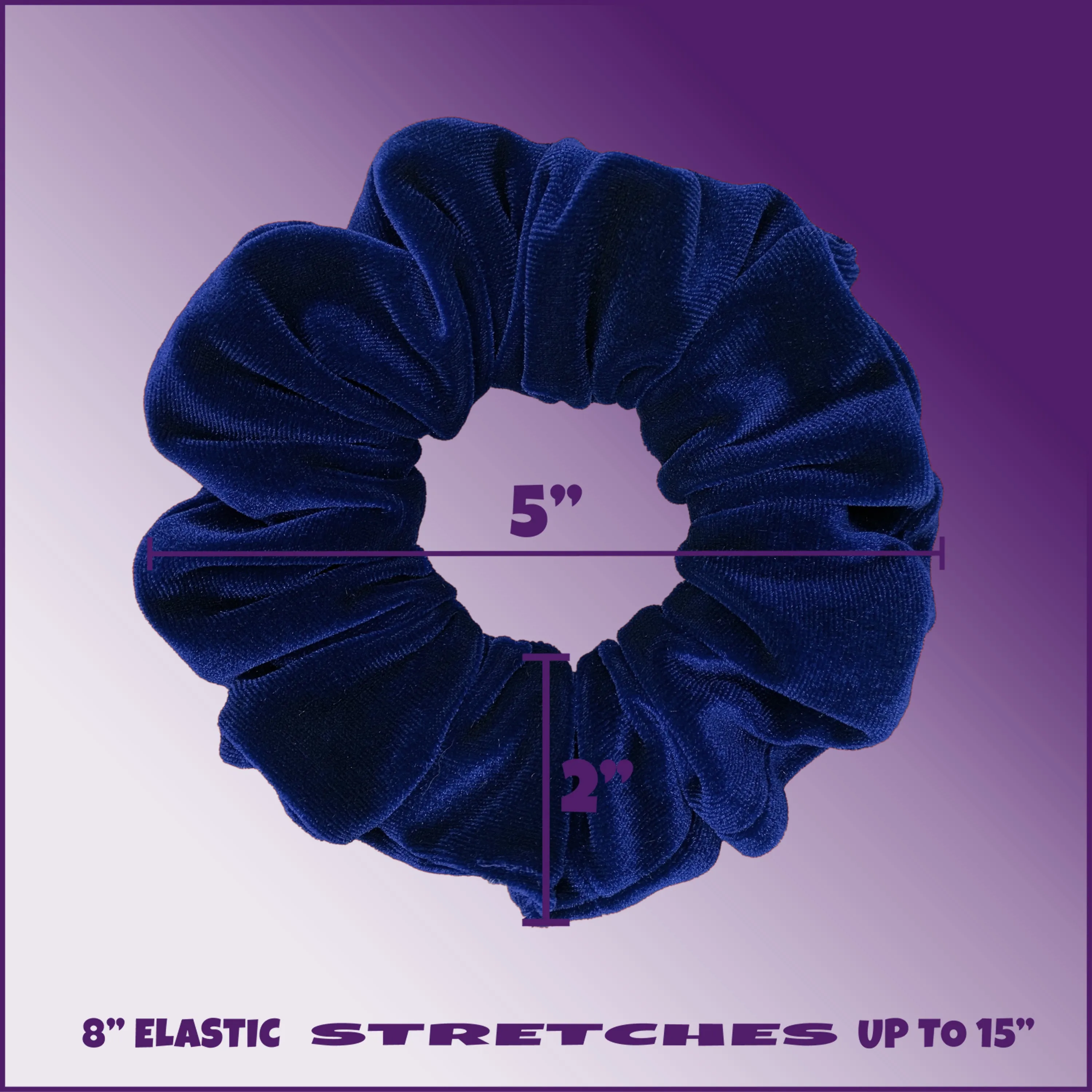 Plush Velvet Scrunchie Available in 3 Sizes Made in the USA Navy