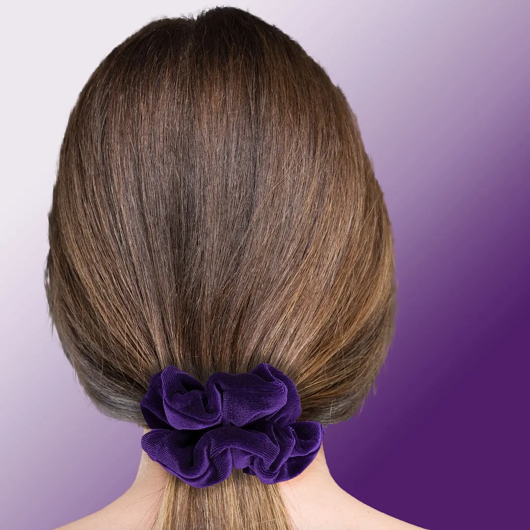 Plush Velvet Scrunchie Available in 3 Sizes Made in the USA Purple Dark