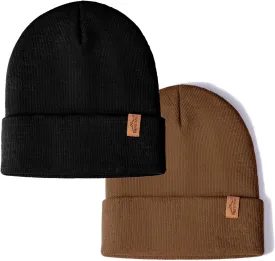 Rajputana 1 & 2 Packs Unisex Knit Winter Beanie Hats Cap Set for Men and Women