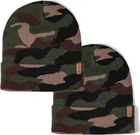 Rajputana 1 & 2 Packs Unisex Knit Winter Beanie Hats Cap Set for Men and Women