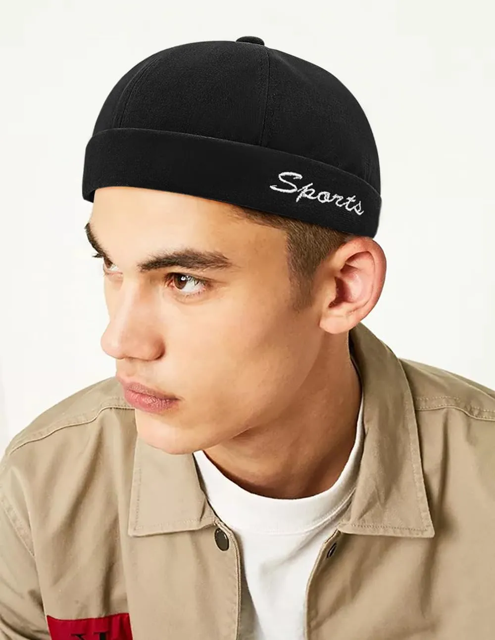 Retro Brimless Skullcap Hat Docker Cap,Sailor Worker Hat Beanie Hat for Mens