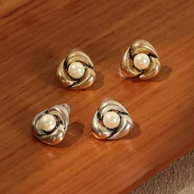 Round Triangle Pearl Center Clip Ons