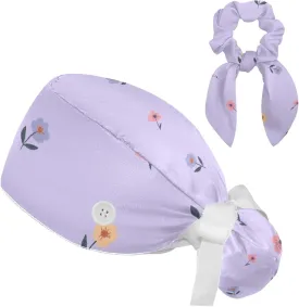 Scrub Cap with Scrunchies, Corgi Working Hat Hair Cover, Adjustable Tie Back Hats for Women