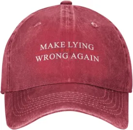 Sefgaen Make Lying Wrong Again Hat for Men Dad Hats Funny Hats
