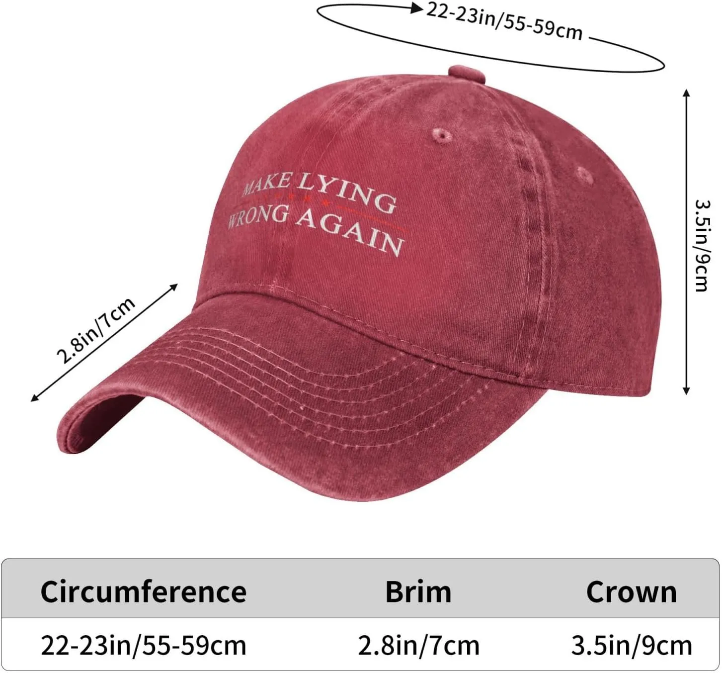 Sefgaen Make Lying Wrong Again Hat for Men Dad Hats Funny Hats