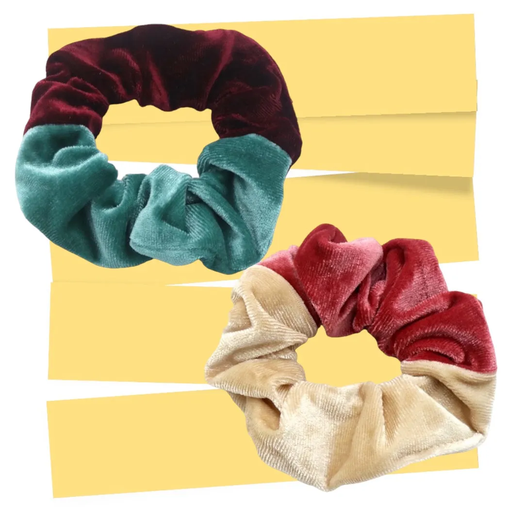 Set 2 scrunchies haarelastieken velvet duo colors