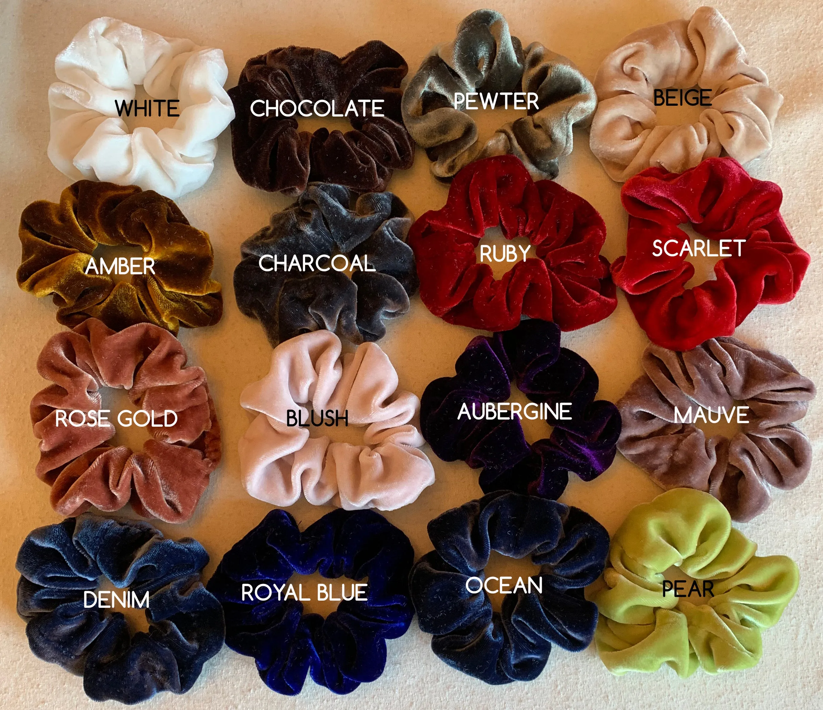 SILK VELVET Hair Scrunchie - Handmade - Choose Your Color