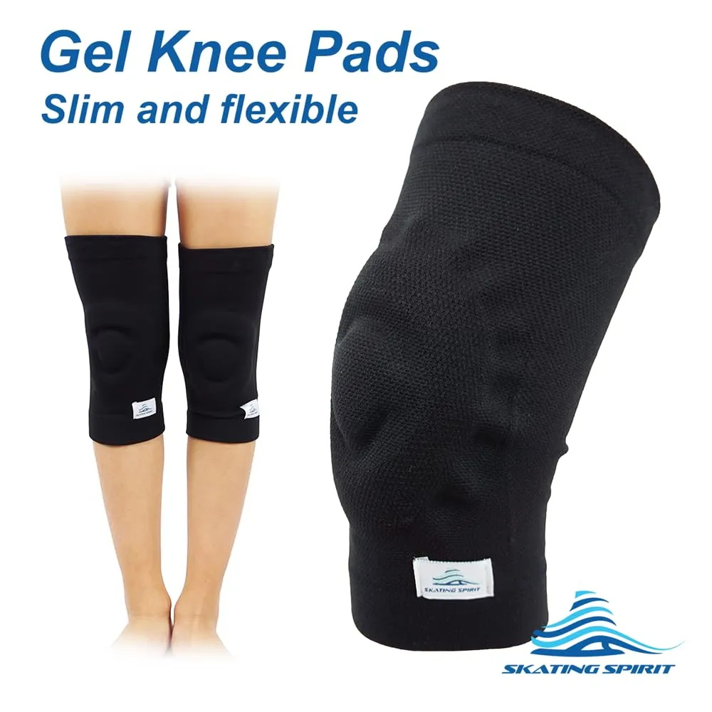 SKATINGSPIRIT Gel Knee Pads (1 Pair), Cushion and Support Knee Cap for Dancing Figure Skating Gymnastic, Youth and Adult (Black Small)