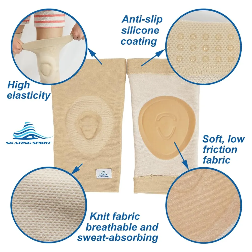 SKATINGSPIRIT Gel Knee Pads (1 Pair), Cushion and Support Knee Cap for Dancing Figure Skating Gymnastic, Youth and Adult (Black Small)