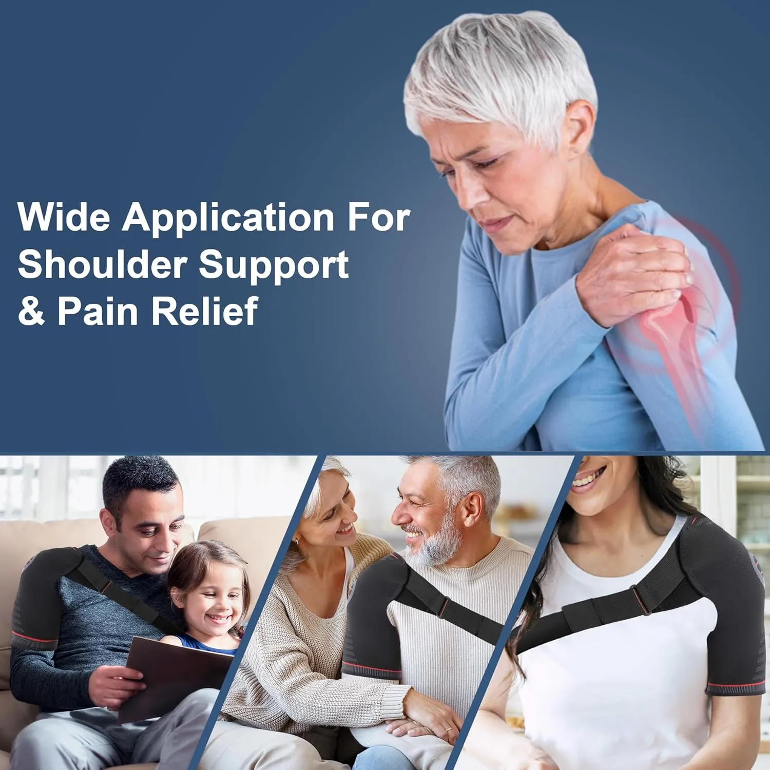 SPOBTRACE Shoulder Brace For Torn Rotator Cuff, Adjustable Shoulder Support Brace Compression Sleeve Arm Sling Immobilizer For Pain Relief,Sleep,Injuries,Men and Women