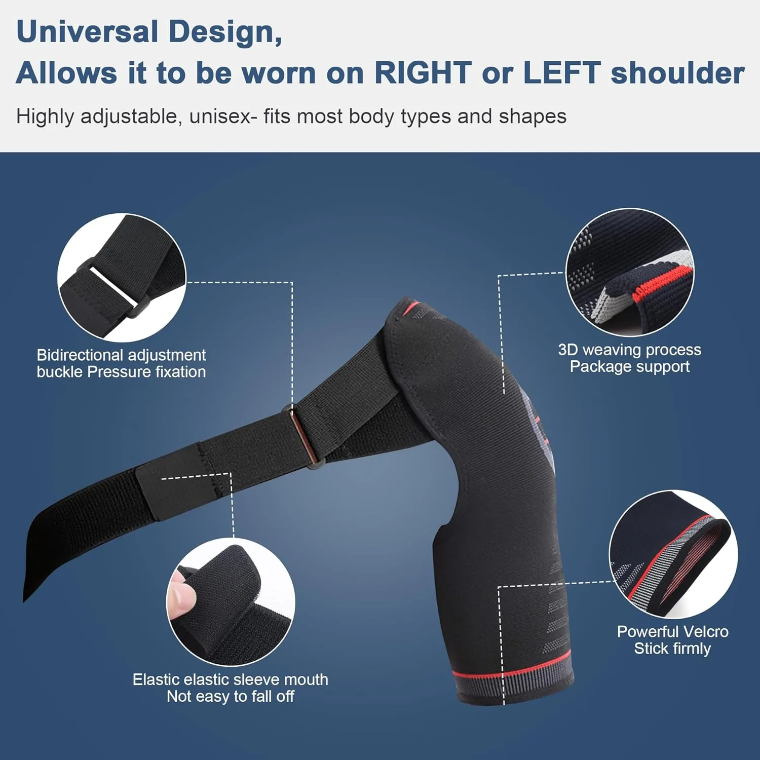 SPOBTRACE Shoulder Brace For Torn Rotator Cuff, Adjustable Shoulder Support Brace Compression Sleeve Arm Sling Immobilizer For Pain Relief,Sleep,Injuries,Men and Women