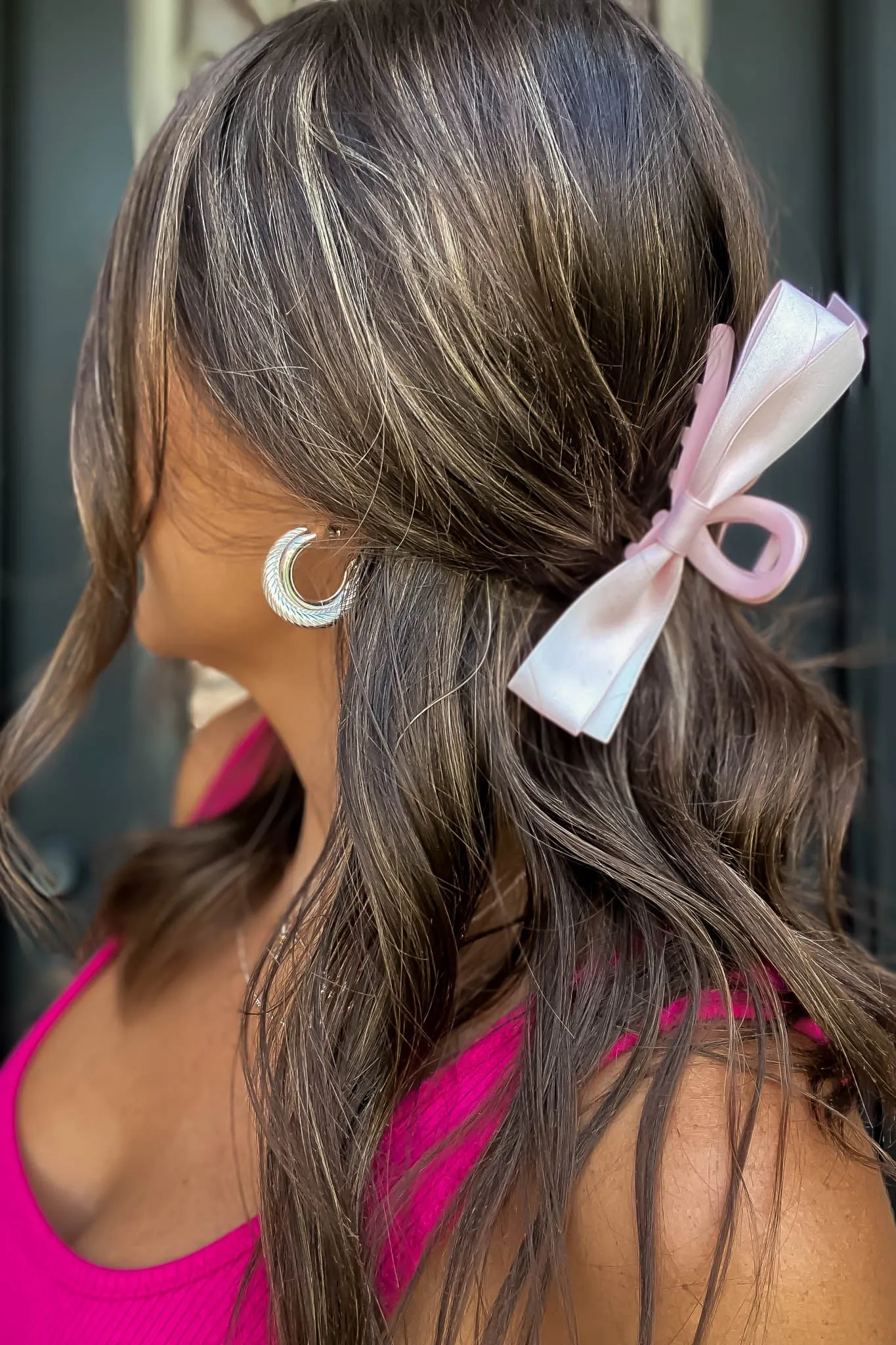 SWEET PINK SILK RIBBON BOWKNOT TASSELS HAIR CLIP CLAW