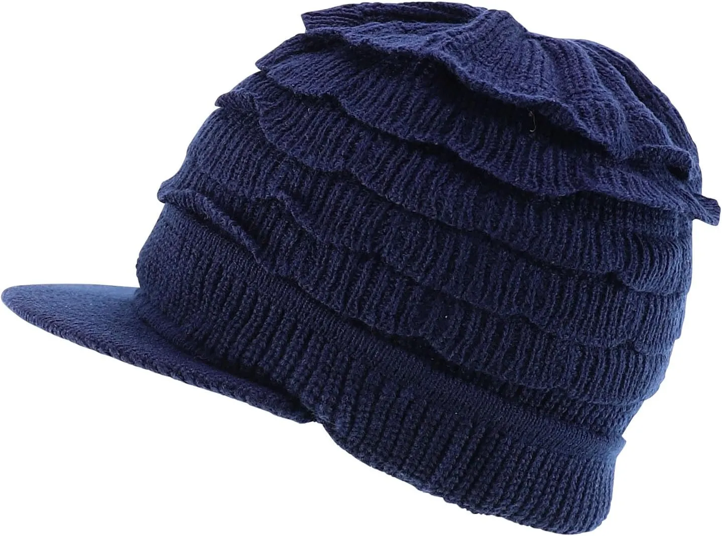Thick 100% Acrylic Knit Winter Warm Cuff Beanie Visor