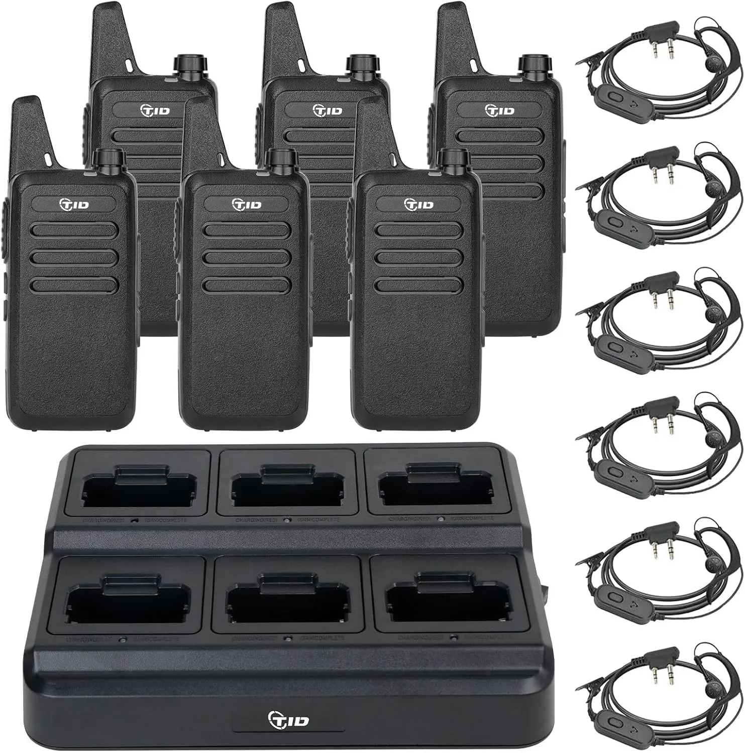 TIDRADIO TD-M8s Radios Walkie Talkies Rechargeable Two Way Radio (6 Pack) License-Free FRS Radio with 6 Way Multi Gang Charger USB Charger 2 Way Radio