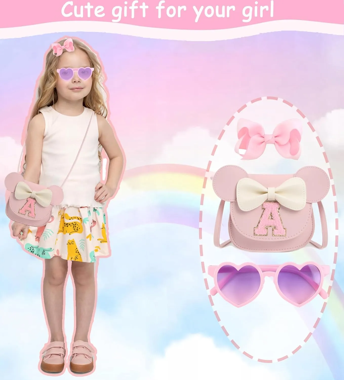 Toddler Purse for Girls Birthday Gift, Little Girls Purse Kids Wallet Mouse Crossbody Bag Gift Set