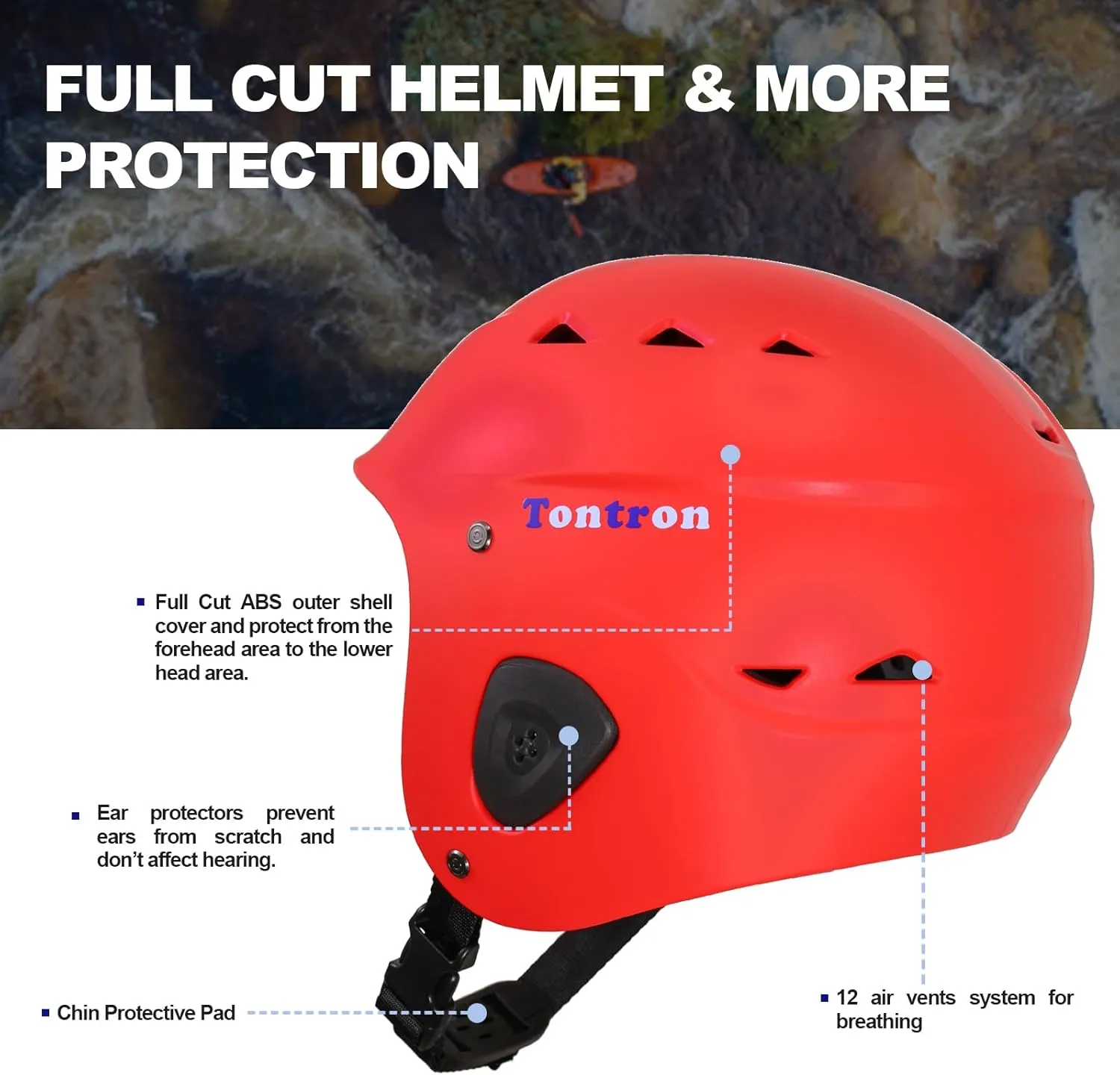 Tontron Sailonger Adult Full Cut Whitewater Kayaking Rafting Paddling Watersports Helmet