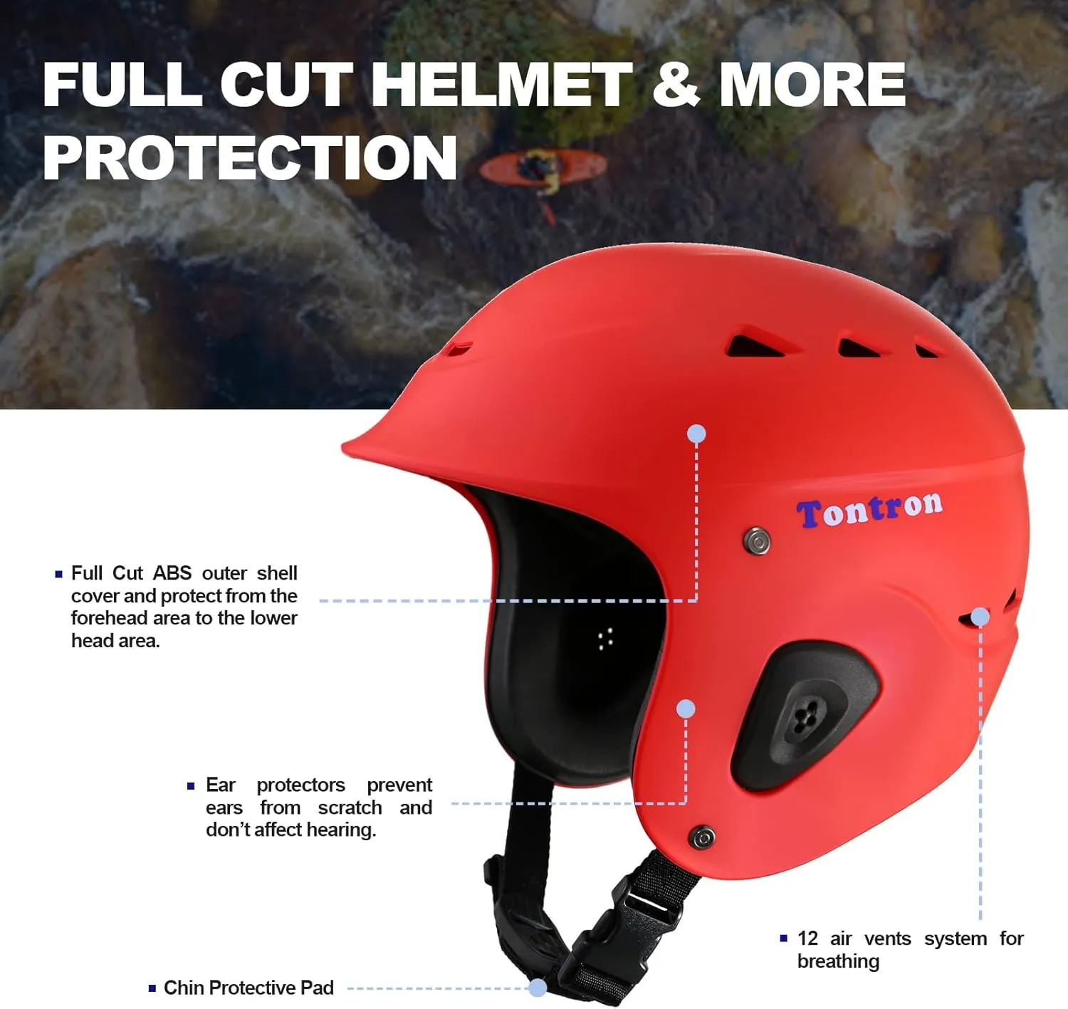 Tontron Sailonger Adult Full Cut Whitewater Kayaking Rafting Paddling Watersports Helmet