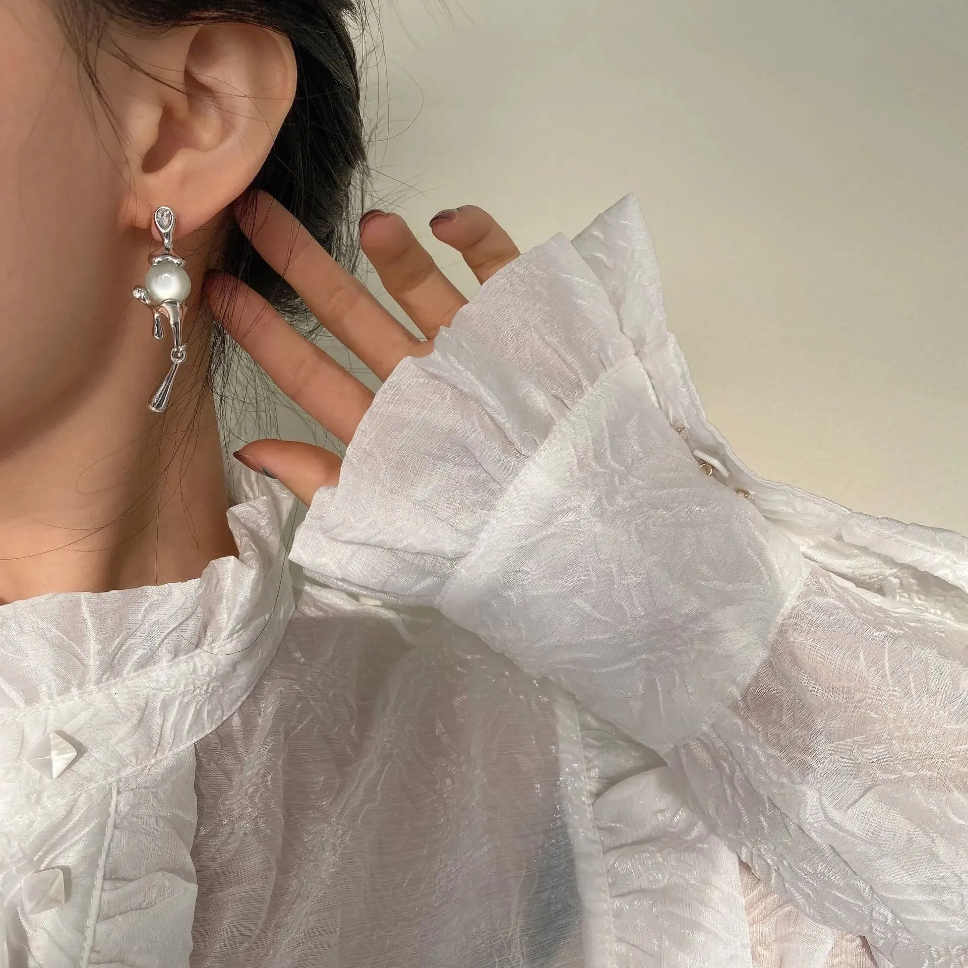 VAIGE Irregular Shimmering Opal Water Drop Earrings in Multi-Color