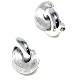 Vintage Christian Dior Silver Textured Matte and Smooth Clip Earrings