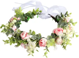 Vivivalue Floral Crown Flower Garland Headband Floral Headpiece Halo Wedding Party Photos