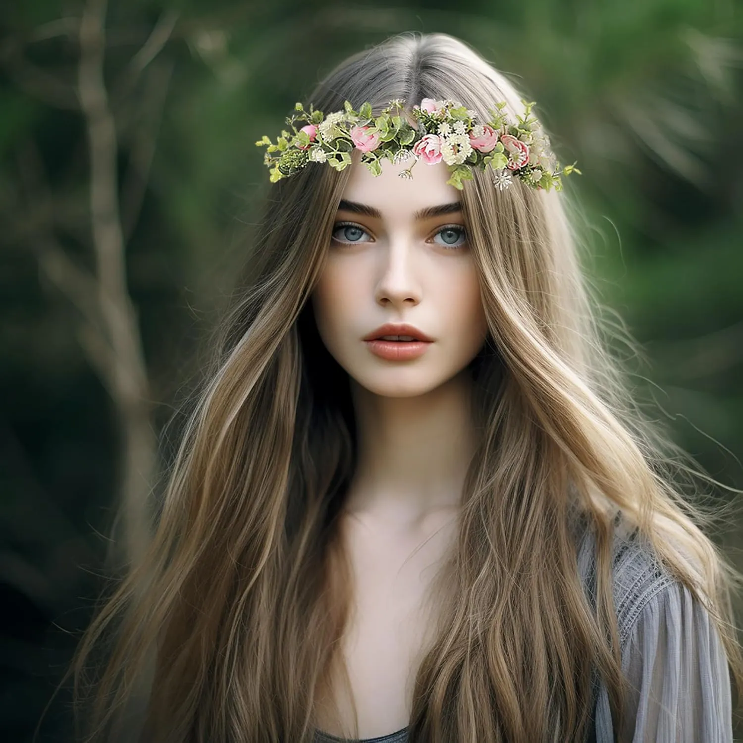 Vivivalue Floral Crown Flower Garland Headband Floral Headpiece Halo Wedding Party Photos