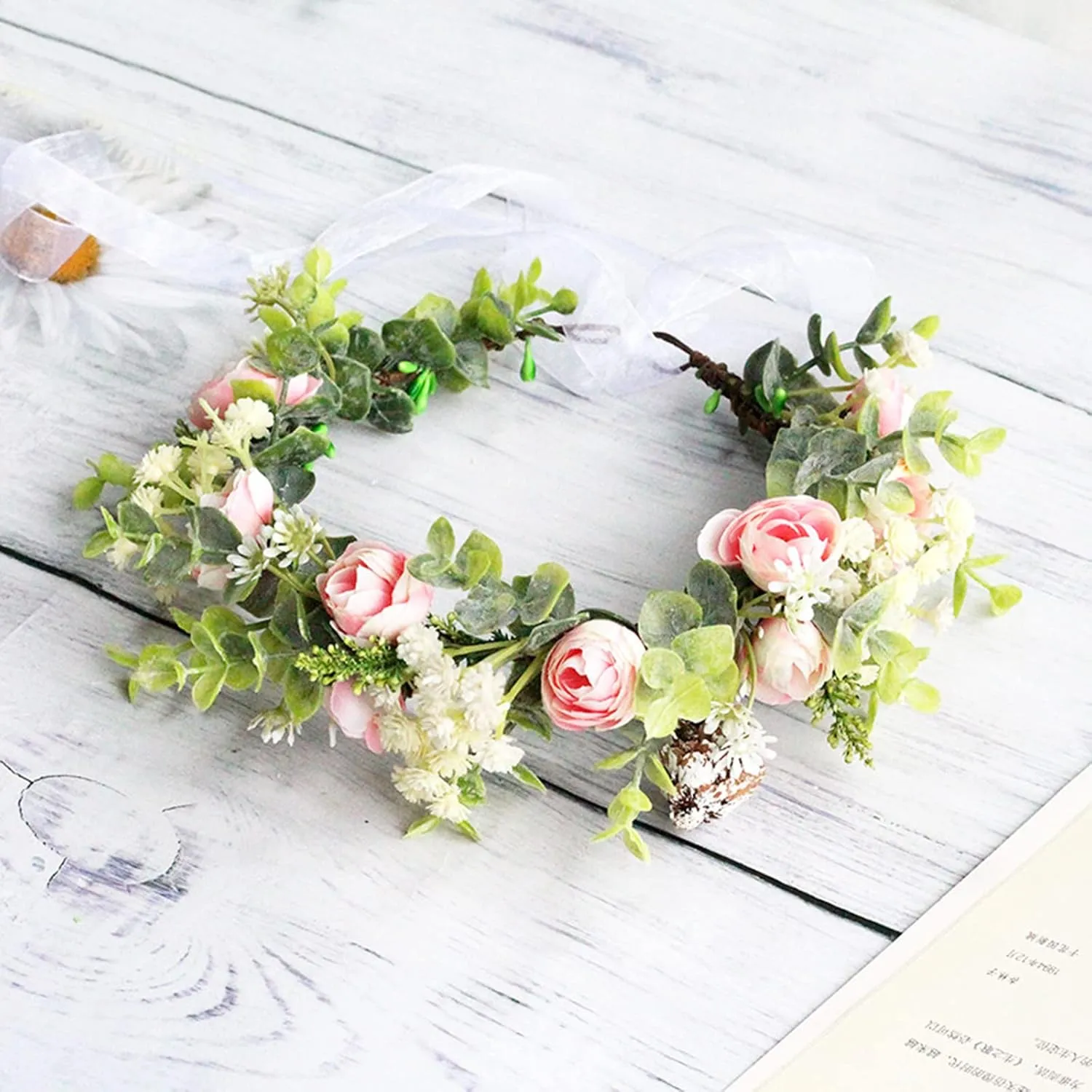 Vivivalue Floral Crown Flower Garland Headband Floral Headpiece Halo Wedding Party Photos