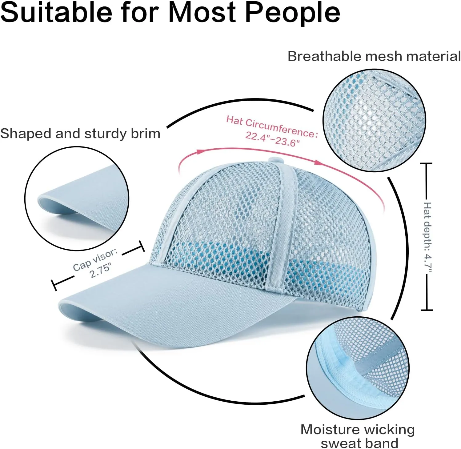VOBOOM Breathable Full Mesh Baseball Cap for Men, Women, Lightweight Trucker Hats Outdoor Sports Wear