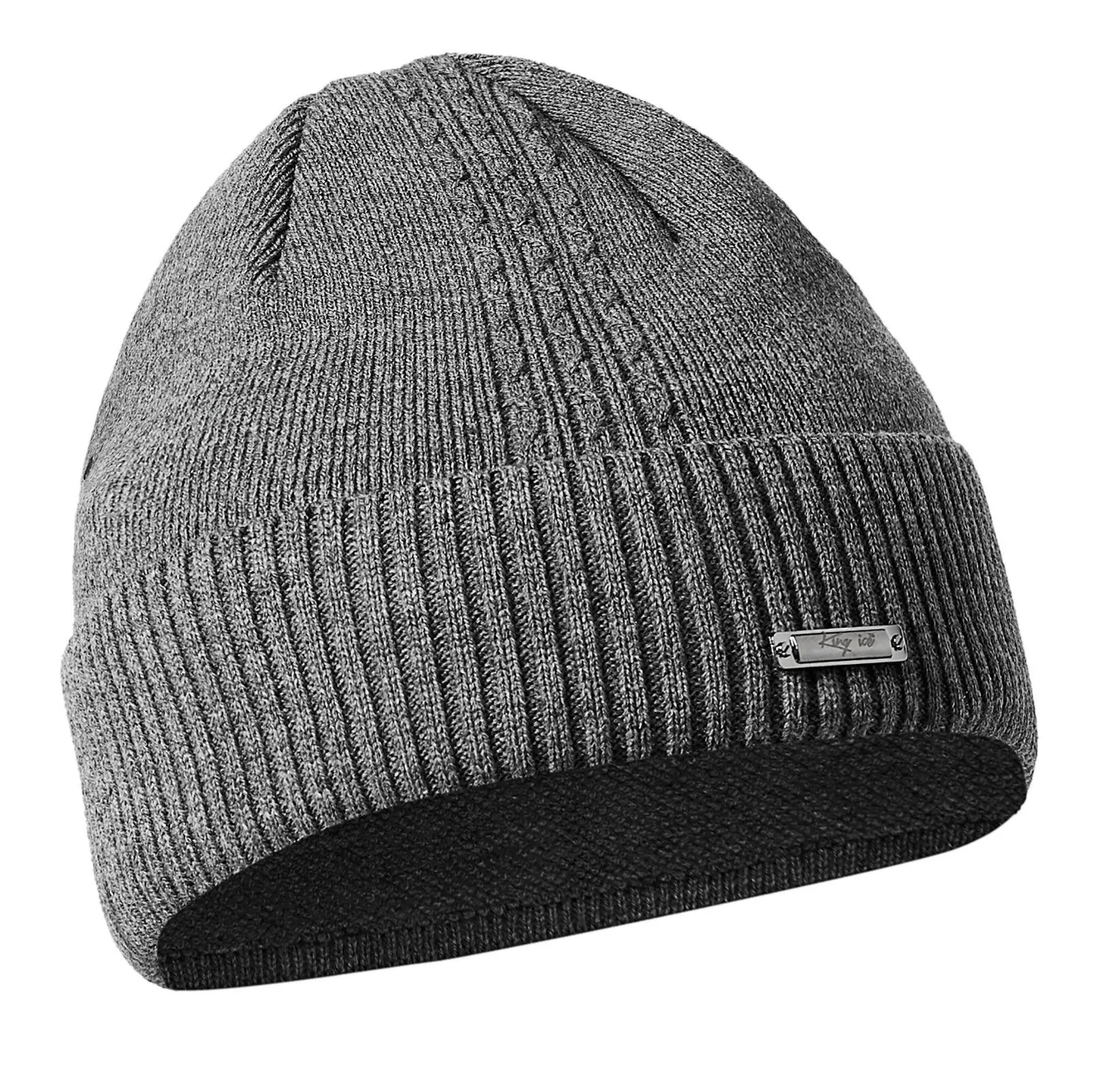 W5971 - Unisex Wooly Knitted Beanie Ski Hat Warm Winter Turn Up Chunky