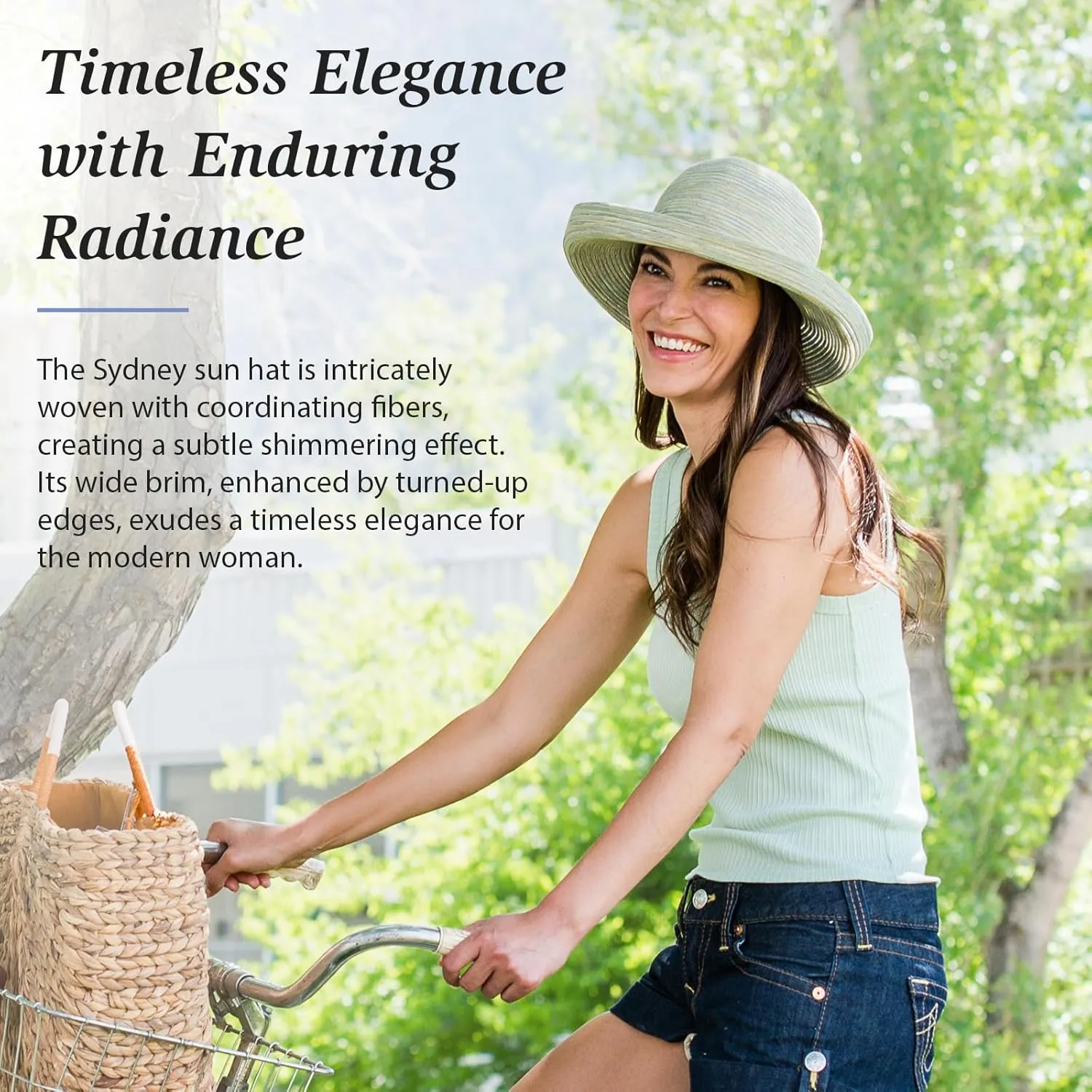 Wallaroo Hat Company Womens Sydney Sun Hat - UPF 30  Sun Protection, Packable, Adjustable, Medium - Beach, Travel, Wide Brim