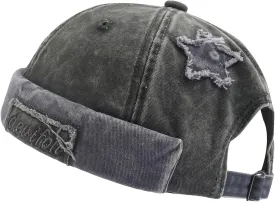 Washed Cotton Brimless Distressed Docker Cap Adjustable Street Casual Sailor Cap Skullcap Beanie Hat Landlord Hats