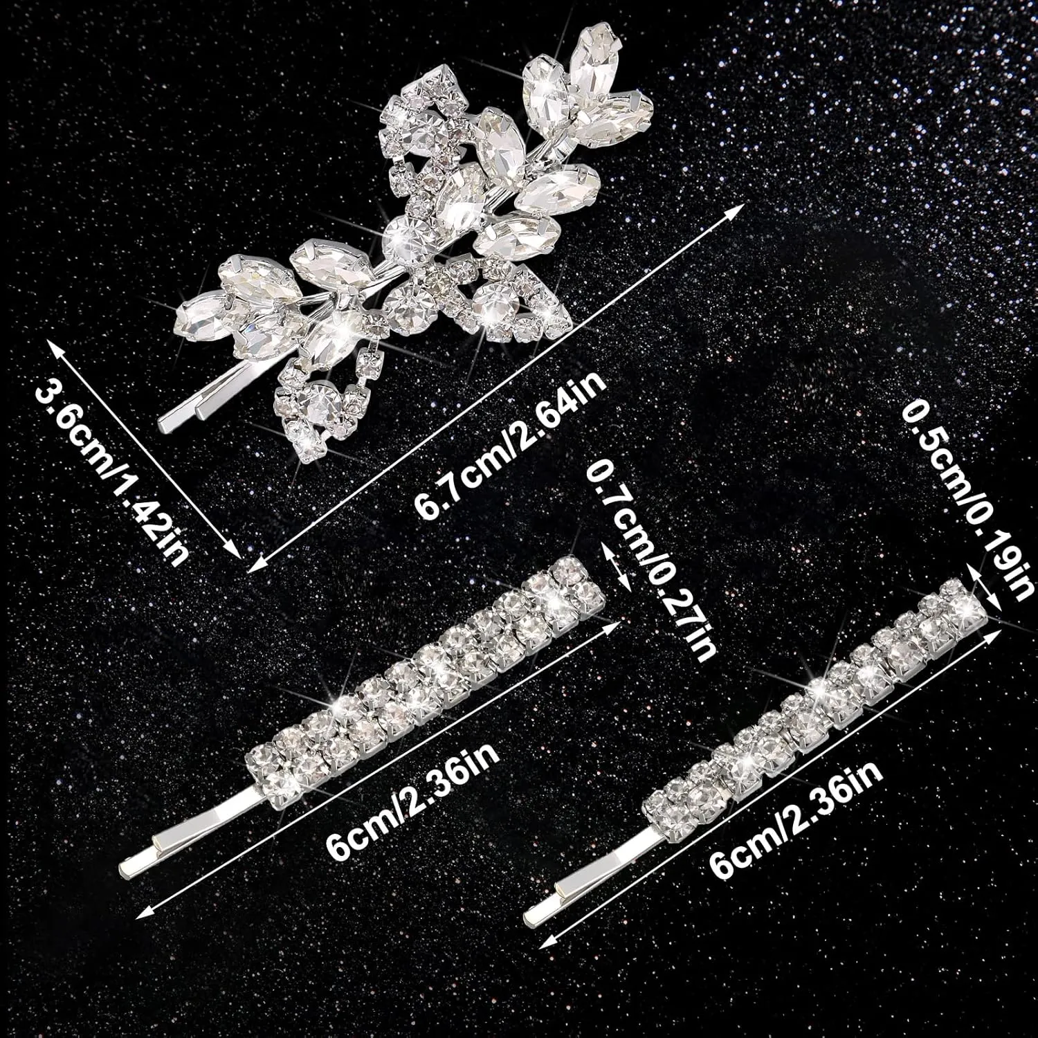 Waydress 4 Pcs Rhinestone Bridal Hair Clip Leaf Wedding Hairpin Bride Crystal Hair Barrette Accessories for Women (Simple Rhinestone Style)