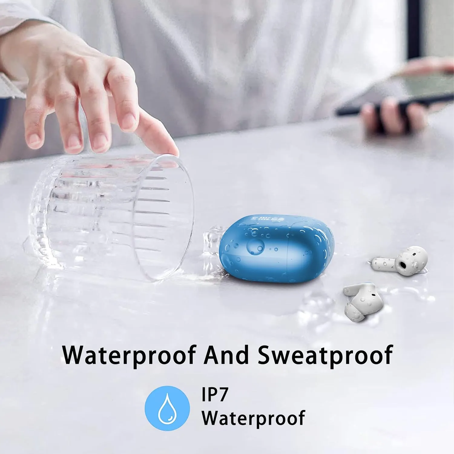 Wireless Earbuds, 2025 Bluetooth 5.4 Headphones in Ear with 4 ENC Noise Cancelling Mic, New Wireless Earphones HiFi Stereo Deep Bass 40H Playtime, LED, in-Ear Bluetooth Ear Buds IP7, Lake Blue